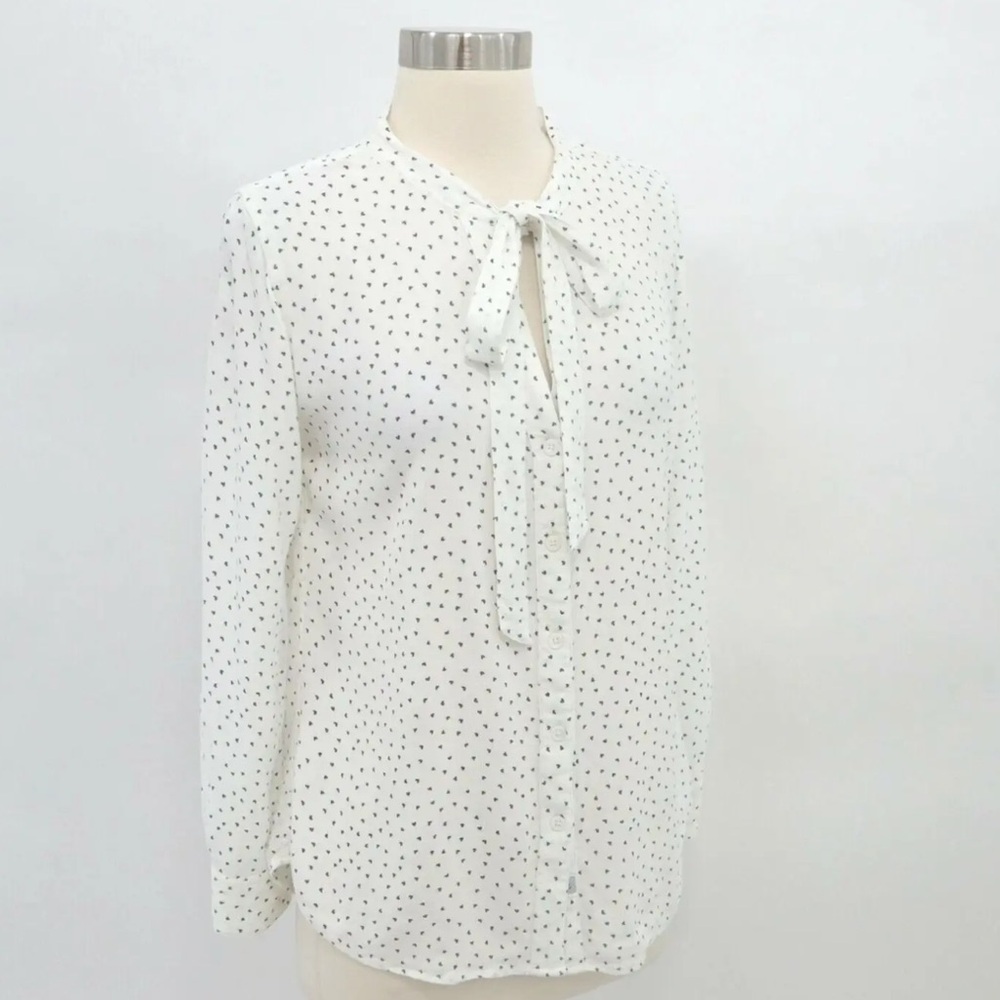 RAILS | White Long Sleeve Rayon Heart Colette Button Down Neck Tie Size Large